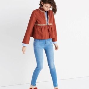 Madewell Rust Red Peplum Jacket with Trim
